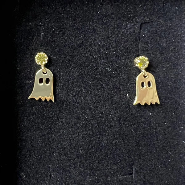 Cute Ghost Stud Earrings with Sparkling Cubic Zirconia - Perfect Halloween Gifts for Her