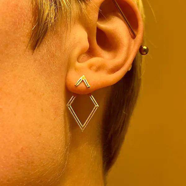 Elysian Rhombus Ear Jacket Earrings | Dazzling Geometric Design for Effortless Elegance