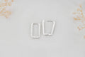 Silver Luxe Rectangle Link Huggie Hoop Earrings - Dazzling Sterling Silver Design