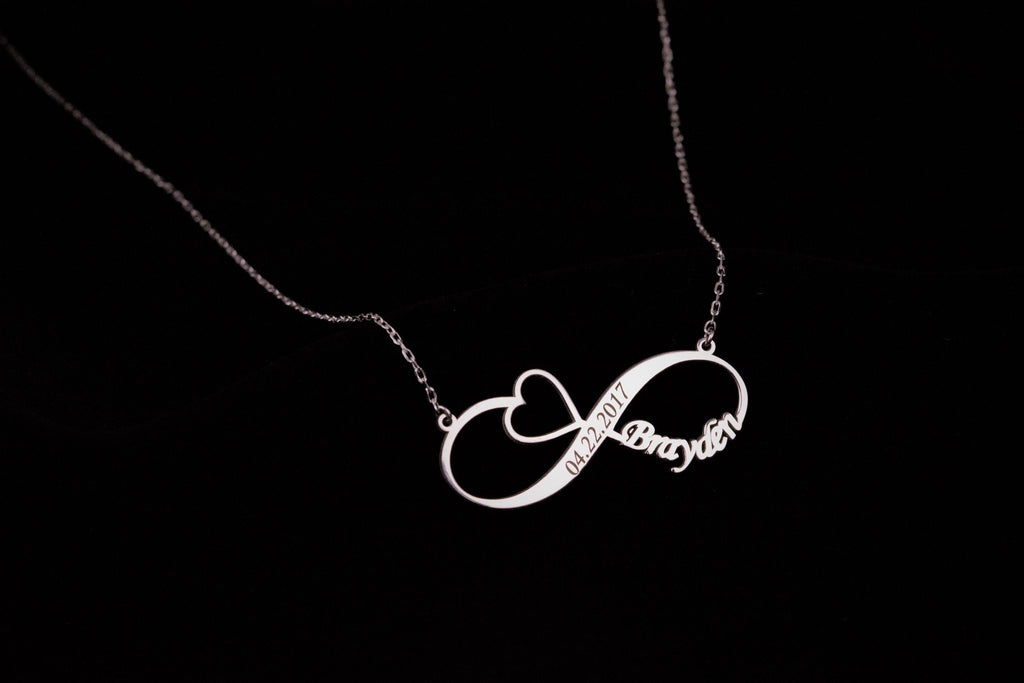 Handmade Infinity Name Necklace with Heart | Personalized Love Jewelry