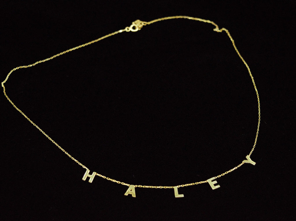 Personalized Initial Name Necklace | Customizable Spaced Letter Jewelry by SilverGoldandRose