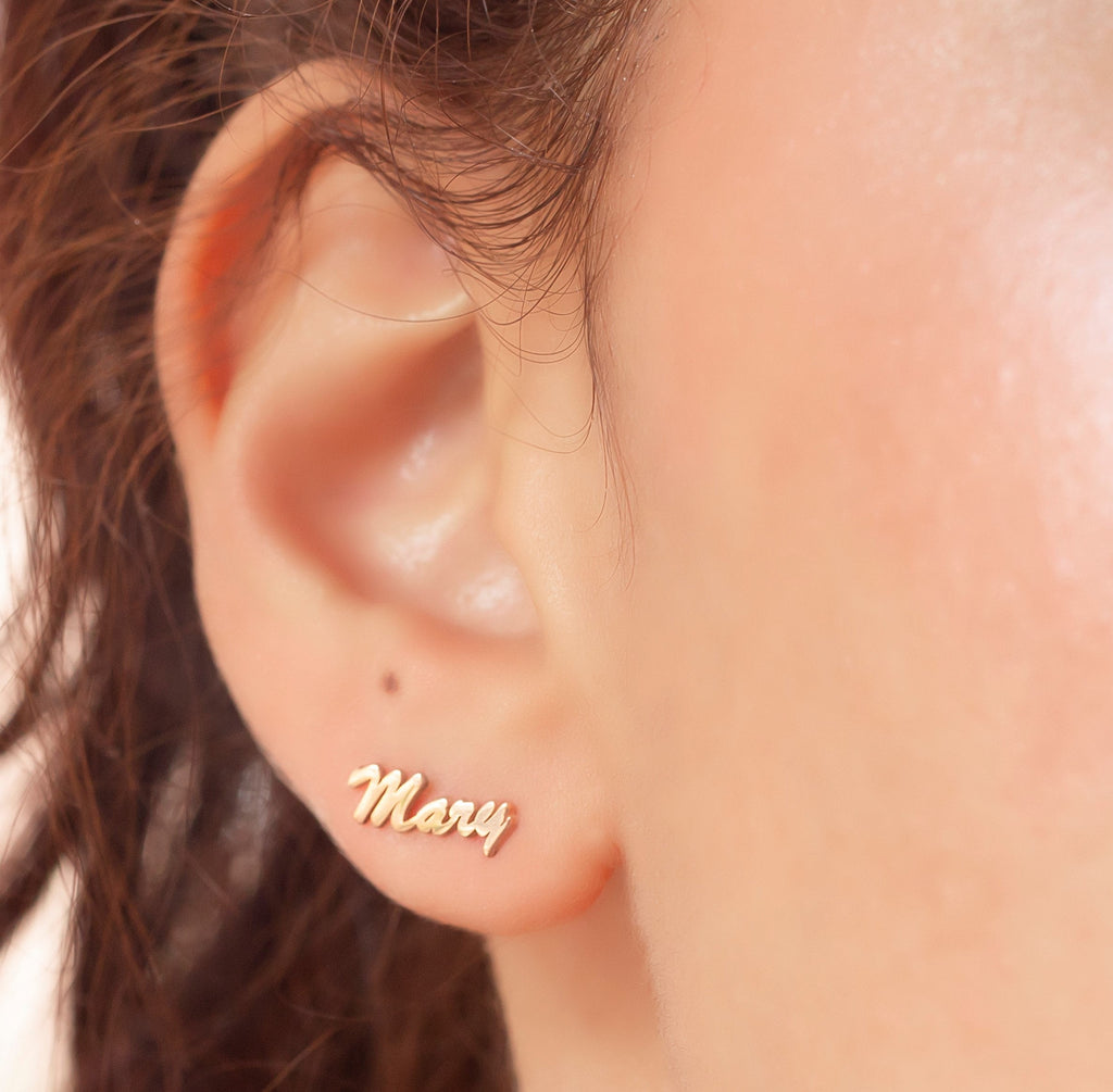 Personalized Silver Name Stud Earrings