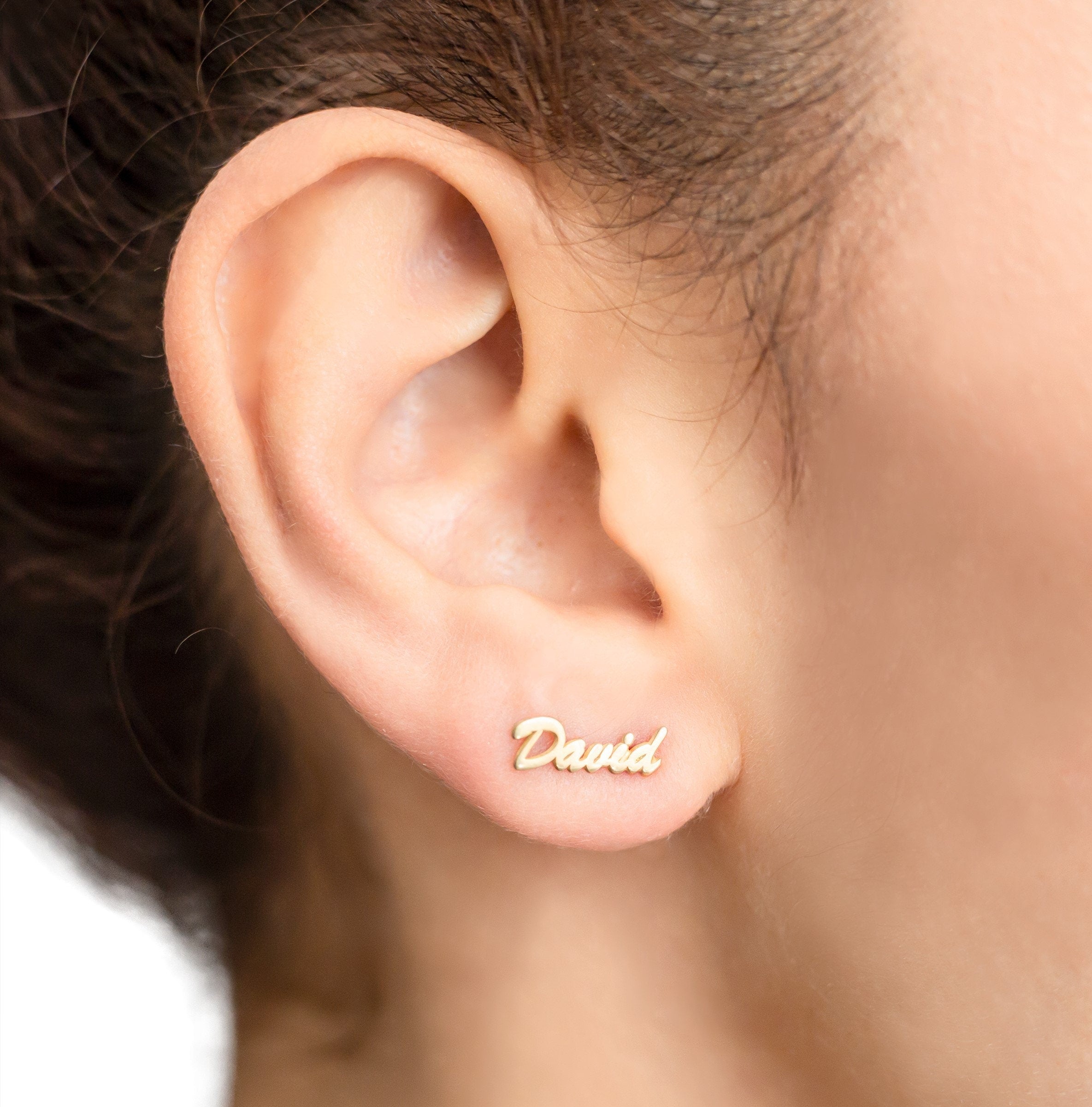 Personalized Silver Name Stud Earrings