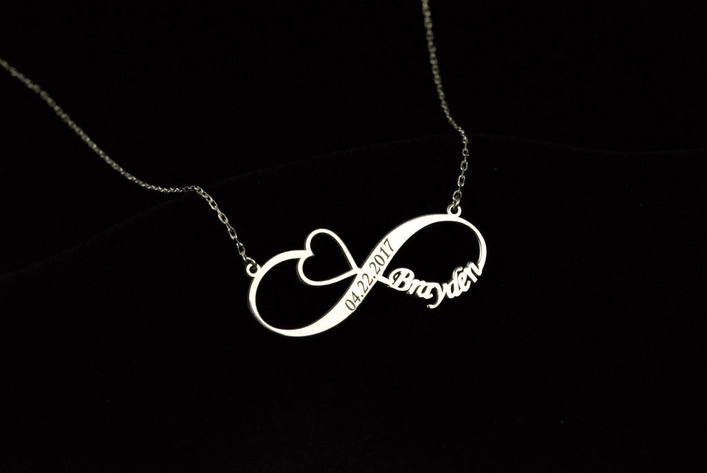 Handmade Infinity Name Necklace with Heart | Personalized Love Jewelry
