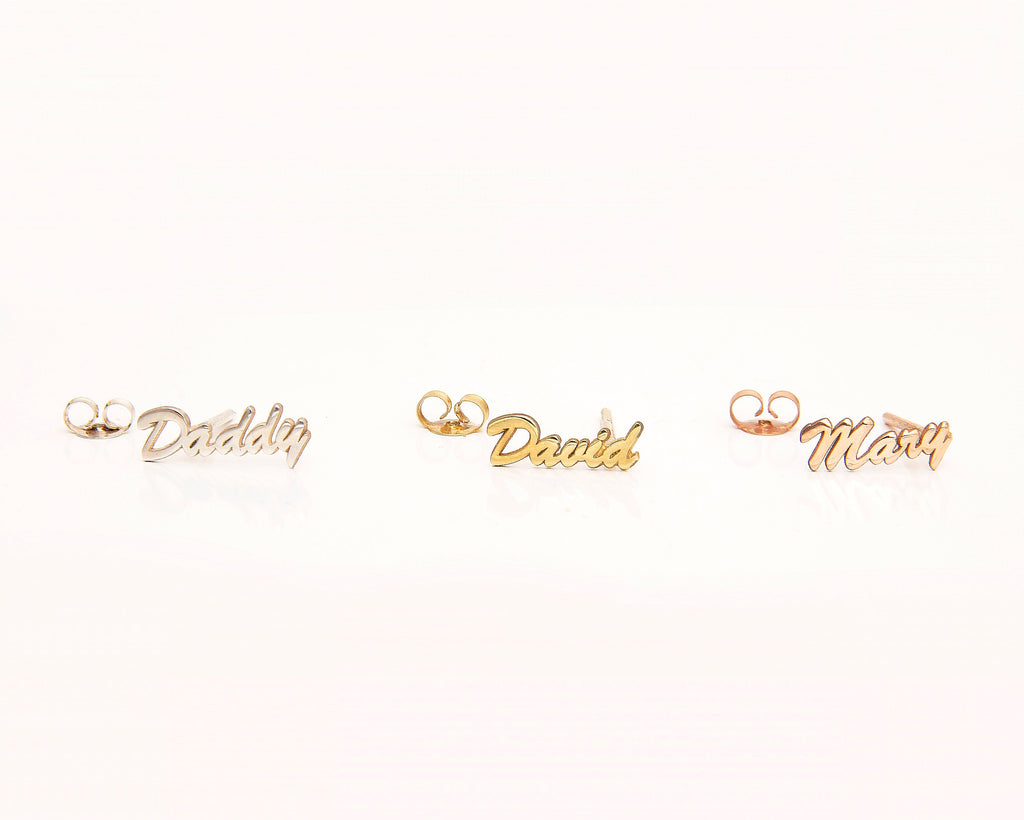 Personalized Silver Name Stud Earrings