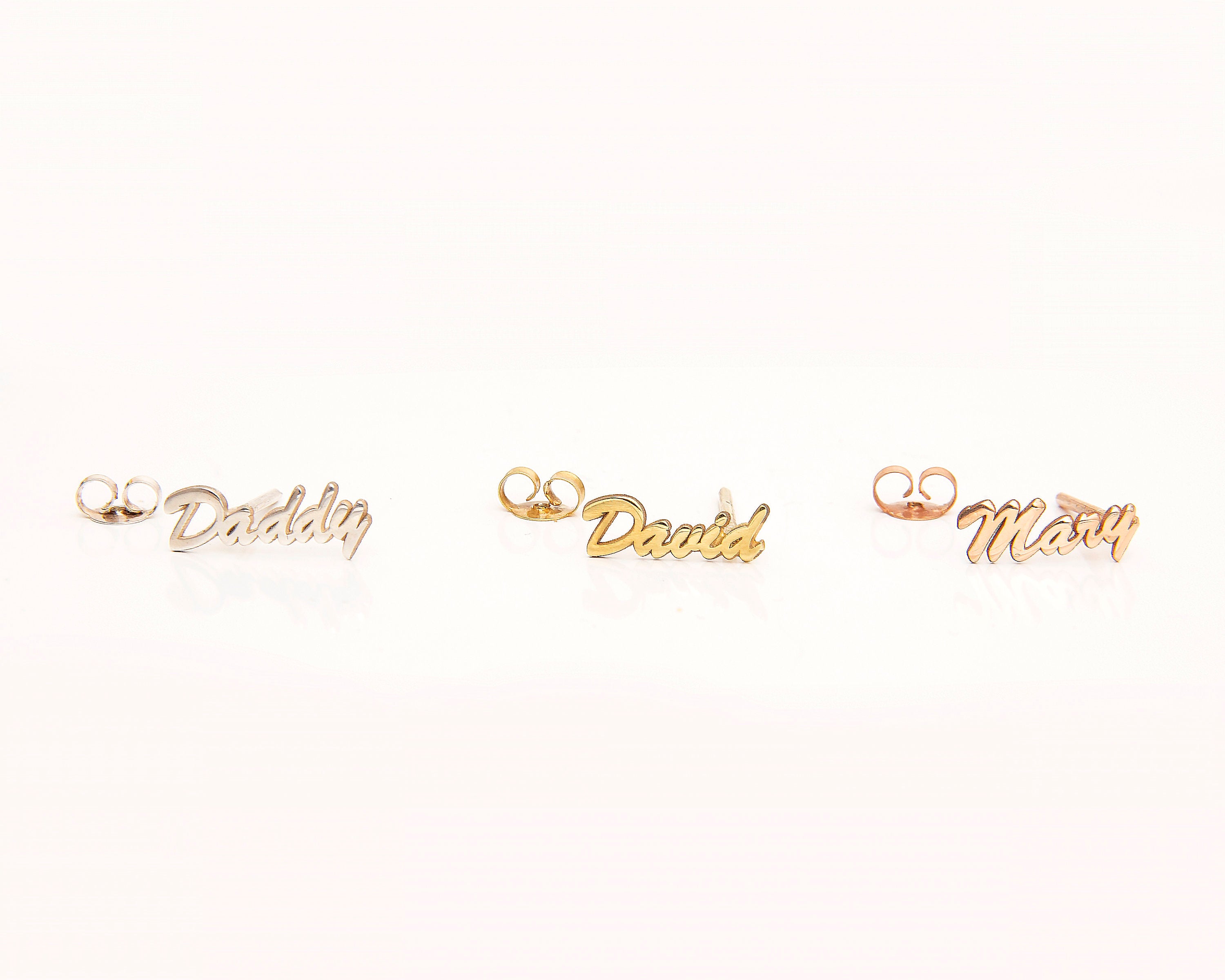 Personalized Silver Name Stud Earrings