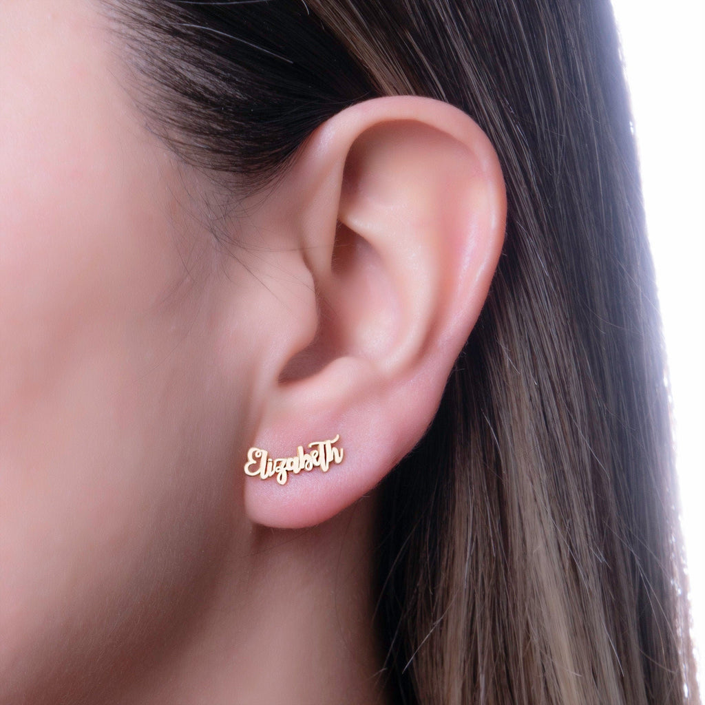 Personalized Silver and Gold Name Stud Earrings