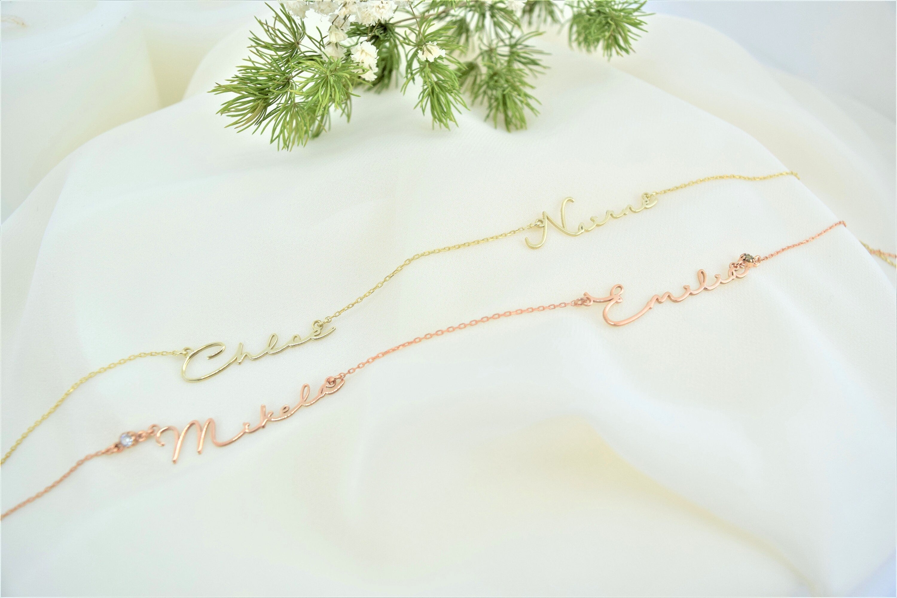 Personalized Two Name Necklace - Gold, Silver, or Rose Gold with Diamonds & Birthstones | Meaningful Jewelry