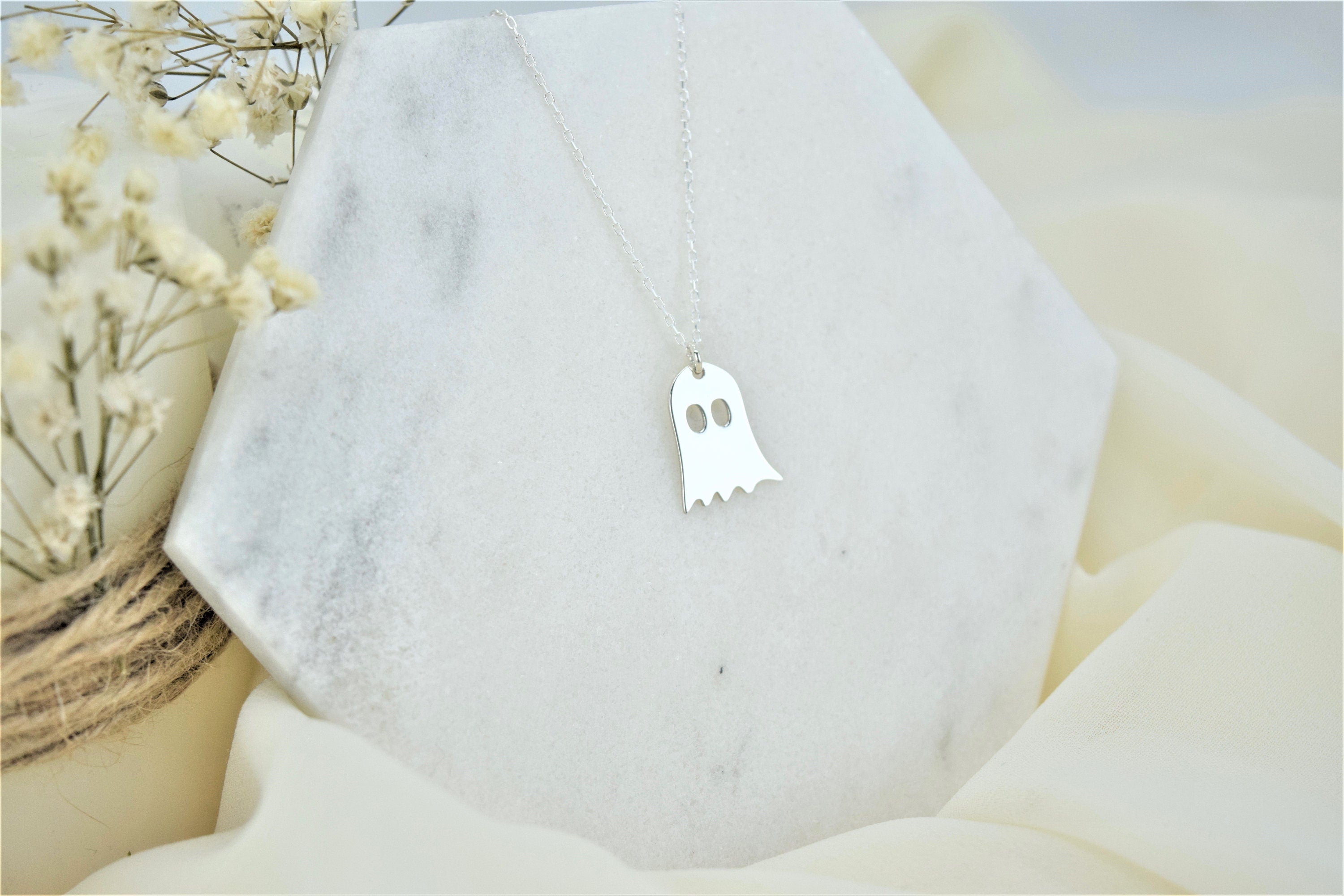 Boo-tiful 14K Gold Ghost Necklace | Tiny Spooky Charm for Halloween Gifts