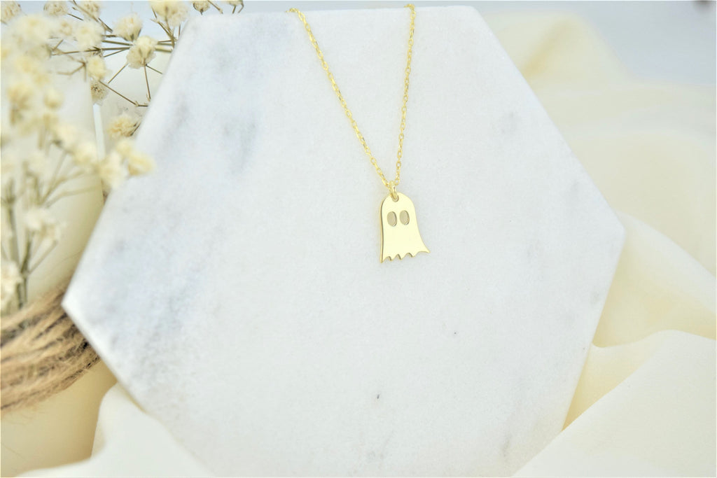 Ghostly Delights Sterling Silver Tiny Ghost Necklace - Adorable Spooky Gift for Kids & Her
