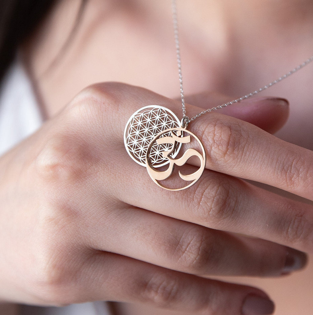 Flower of Life Om Lotus Necklace | Dainty Sterling Silver Yoga Pendant