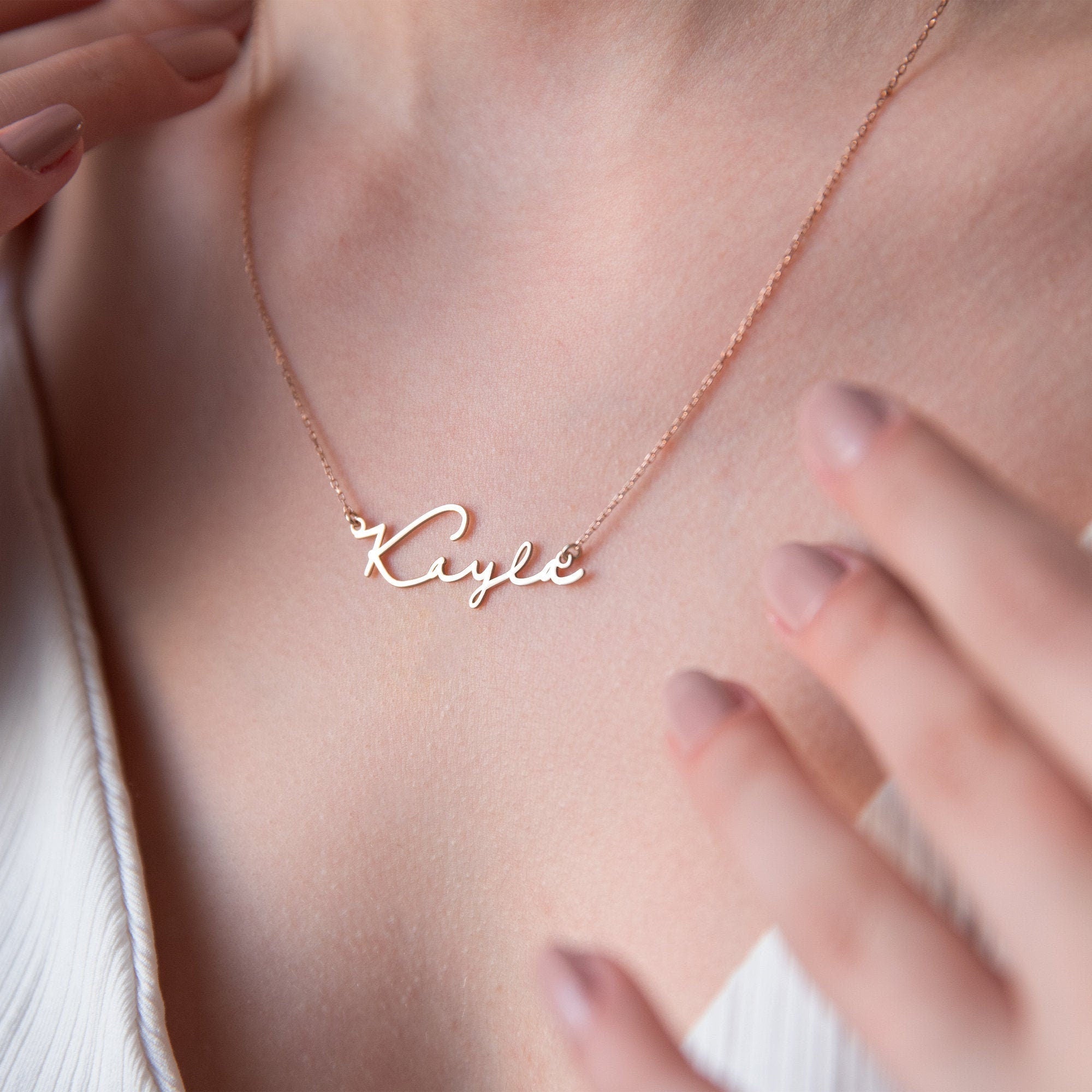 Dainty Signature Name Necklace | Custom Sterling Silver & Gold Jewelry for a Personal Touch