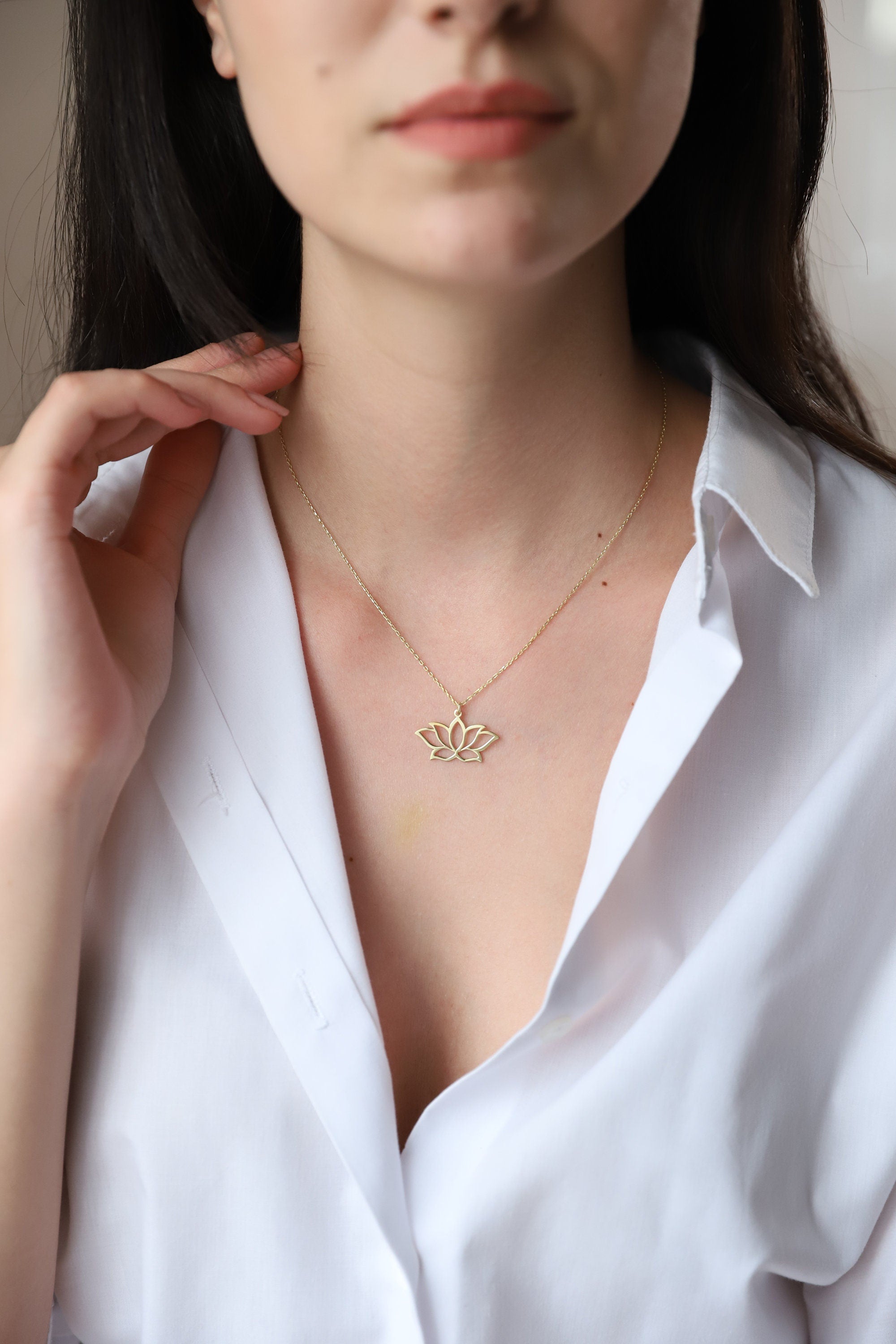 Lotus Blossom Necklace - Dainty Handmade Sterling Silver, Gold & Rose Gold Pendant for Friendship & Birthdays
