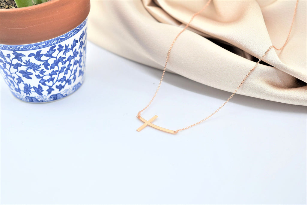 Shimmering Sterling Silver Cross Necklace - Dainty Minimalist Design for Her