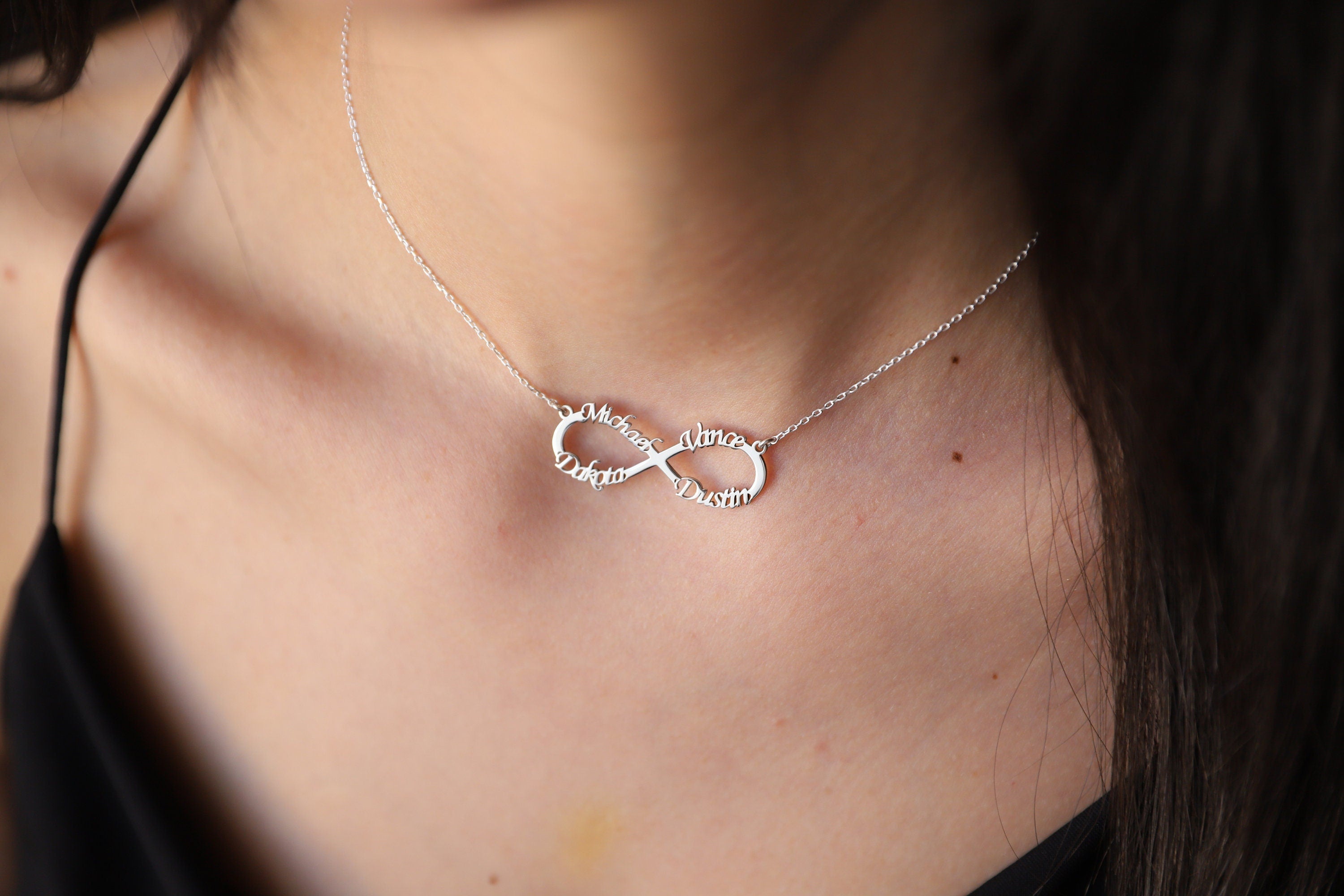 Personalized Infinity Name Necklace | Family Bonding in Silver & Gold | Cherish Your Loved Ones Forever