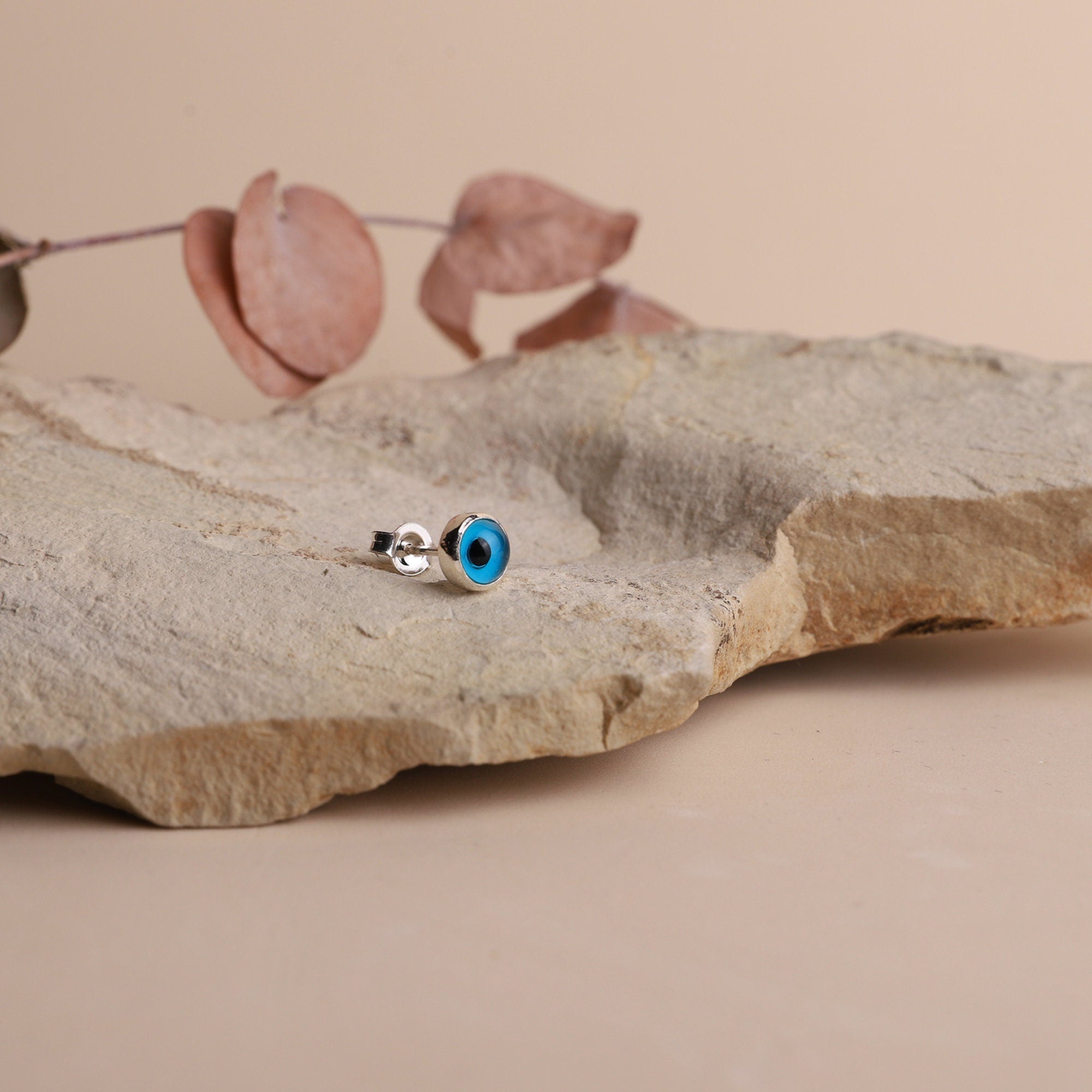 Gold Minimalist Evil Eye Stud Earrings – Dazzling Protection & Stylish Charm