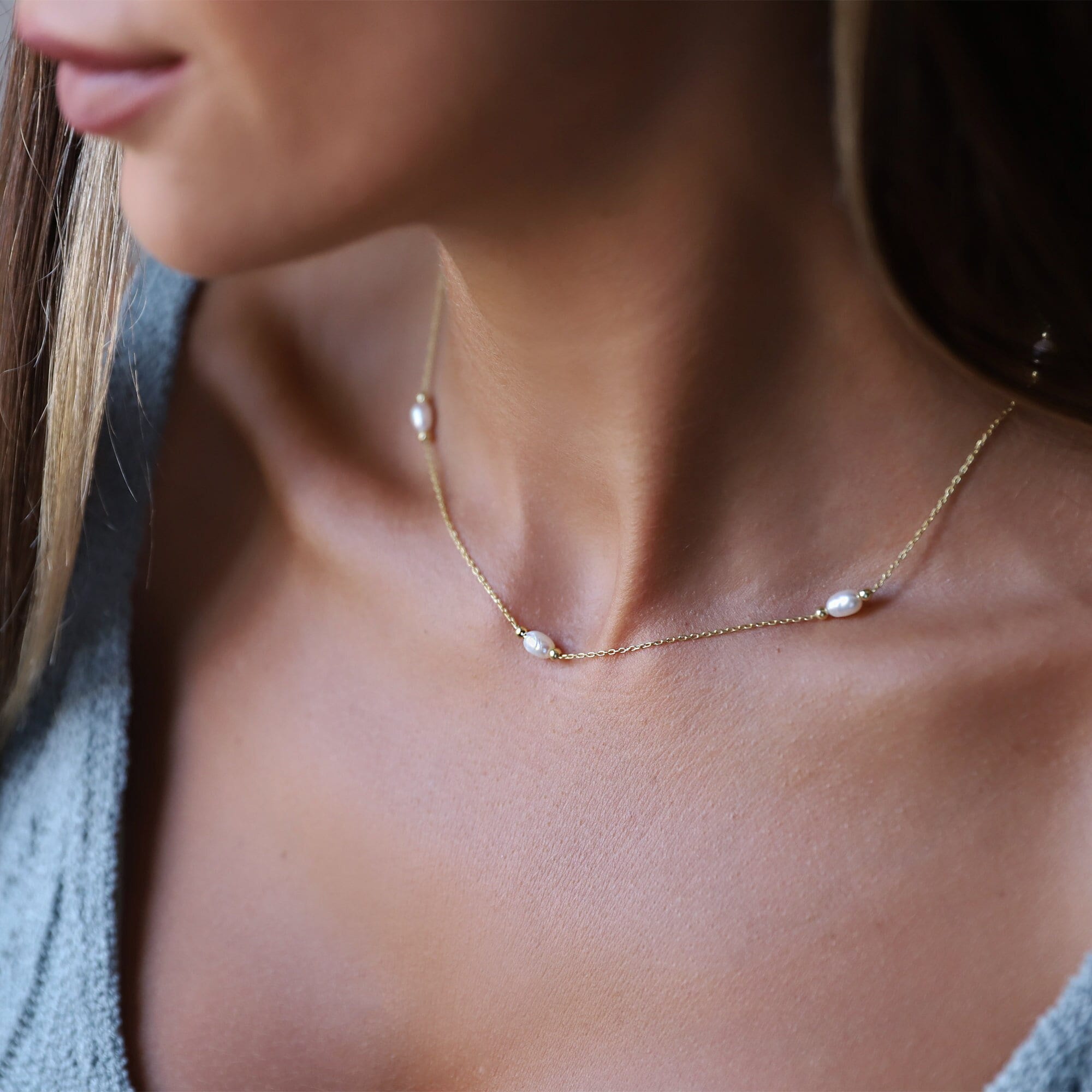 Gold Pearl Choker Necklace | Handmade Vintage Style with Freshwater Pearls