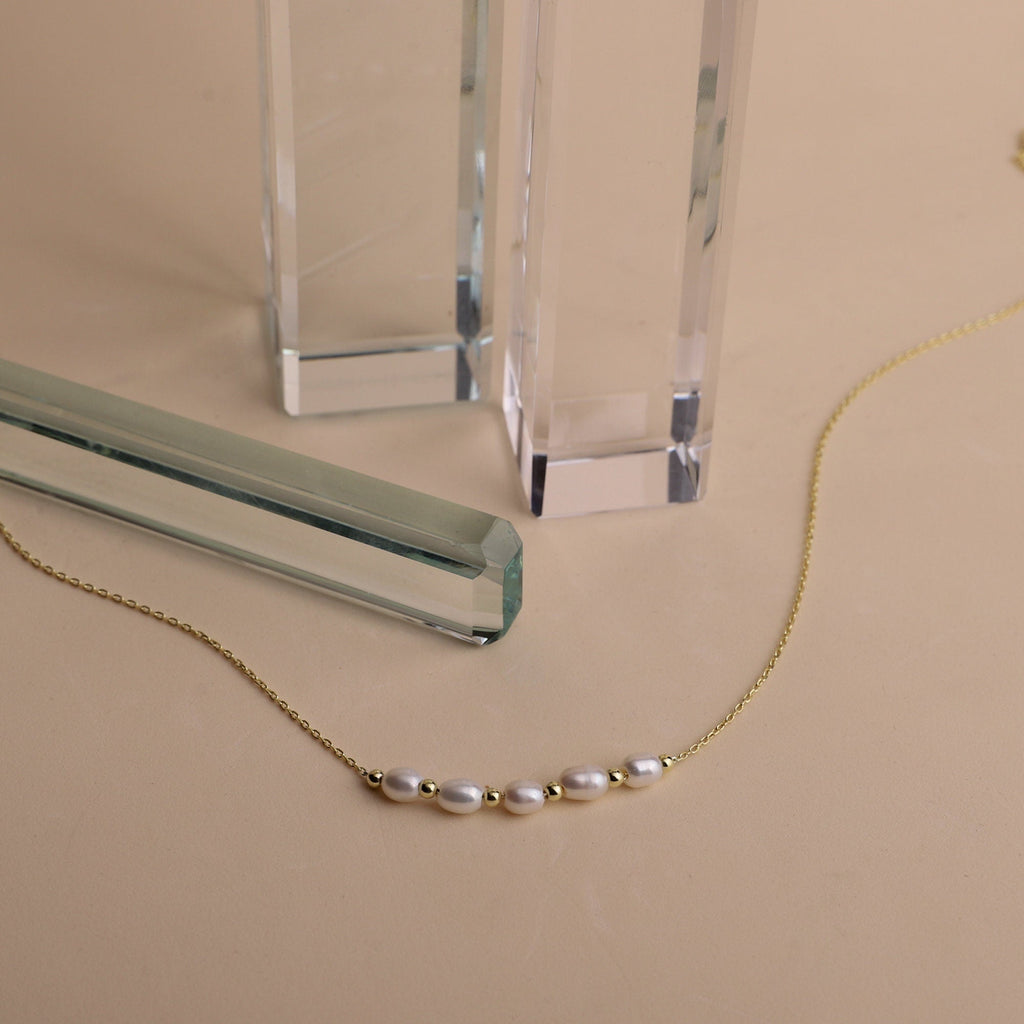 Elegant Pearl Necklace - Dainty Freshwater Beads in Gold, Rose Gold & Silver