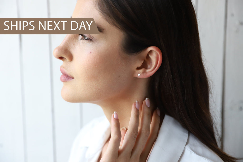 Heartfelt Gold-Filled Heart Stud Earrings in 925 Sterling Silver