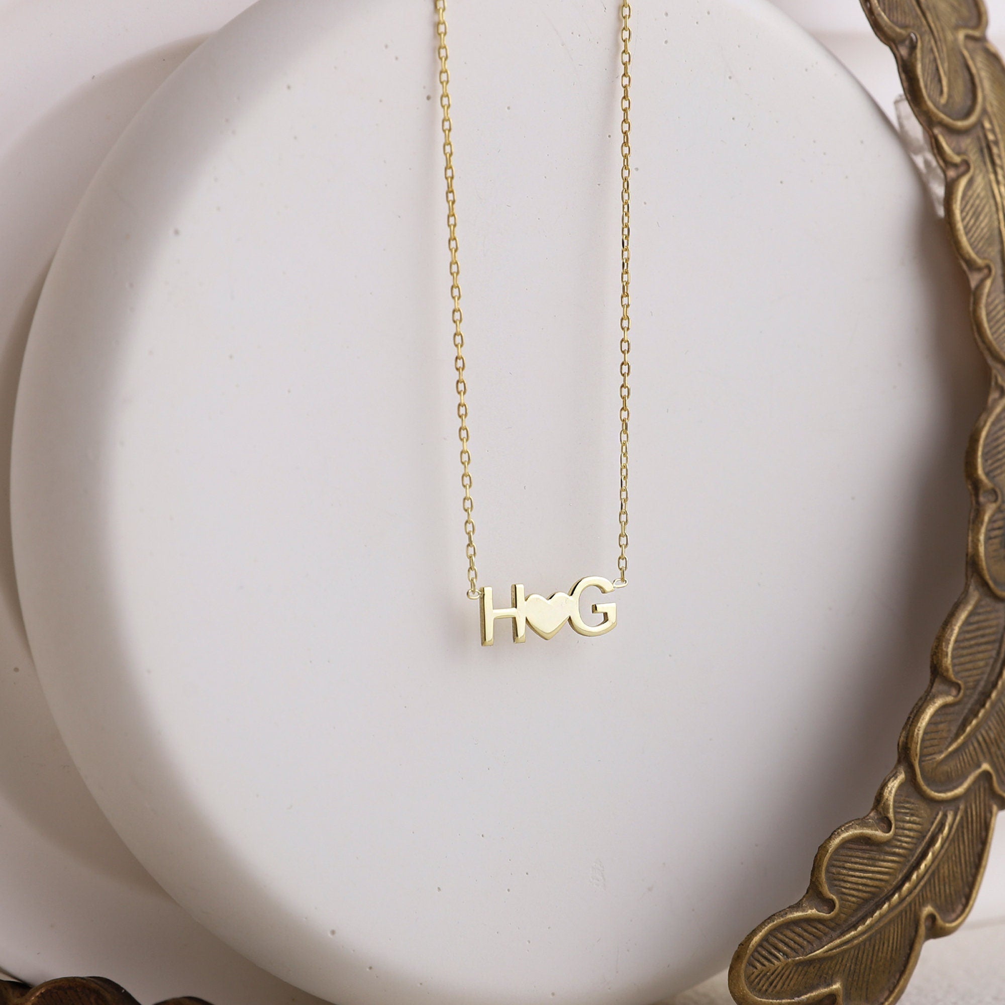 Custom Heart Initial Necklace with Birthstone Add-On | Dainty Letter Necklace for Her by SilverGoldandRose