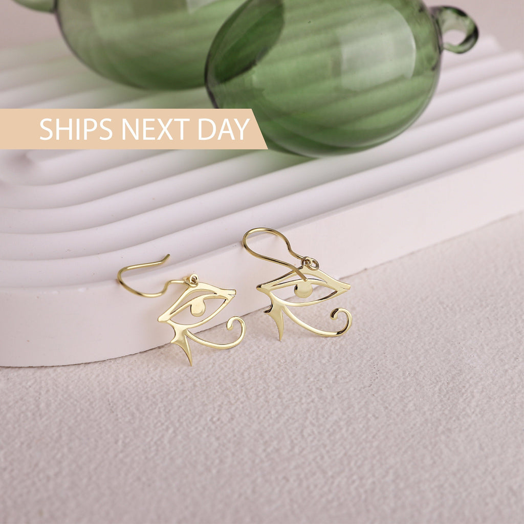 Ra Jewelry Eye of Ra Dangle Earrings - Unique Egyptian-Inspired Design for a Bold Statement