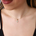 Hamsa Charm Necklace - 14K Gold Hand of Fatima with Pave CZ Diamonds, Dainty Layered Protection Jewelry
