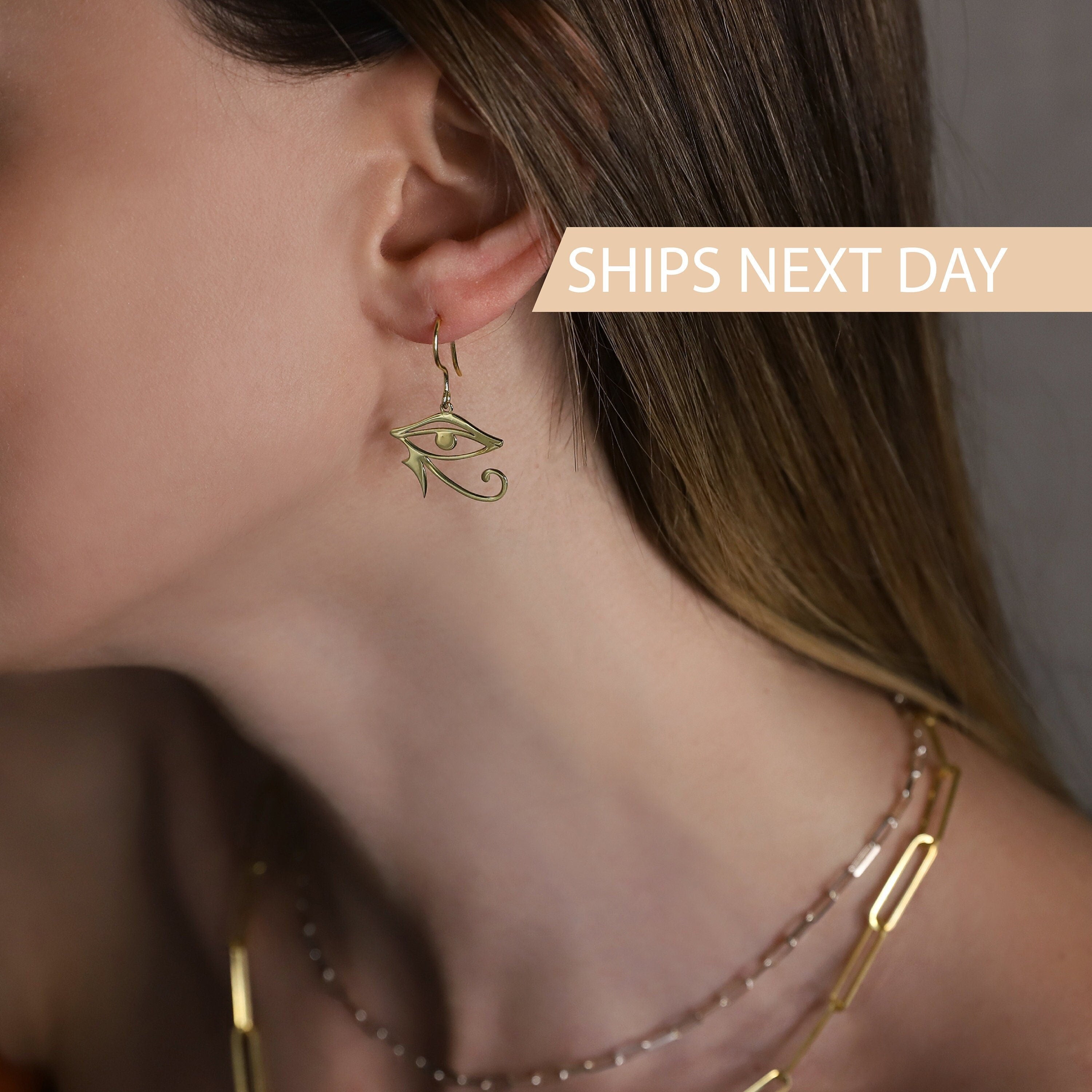 Ra Jewelry Eye of Ra Dangle Earrings - Unique Egyptian-Inspired Design for a Bold Statement