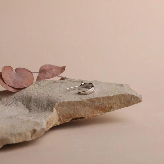 Twisted Silver Hoop Earrings - Dainty Handmade Jewelry