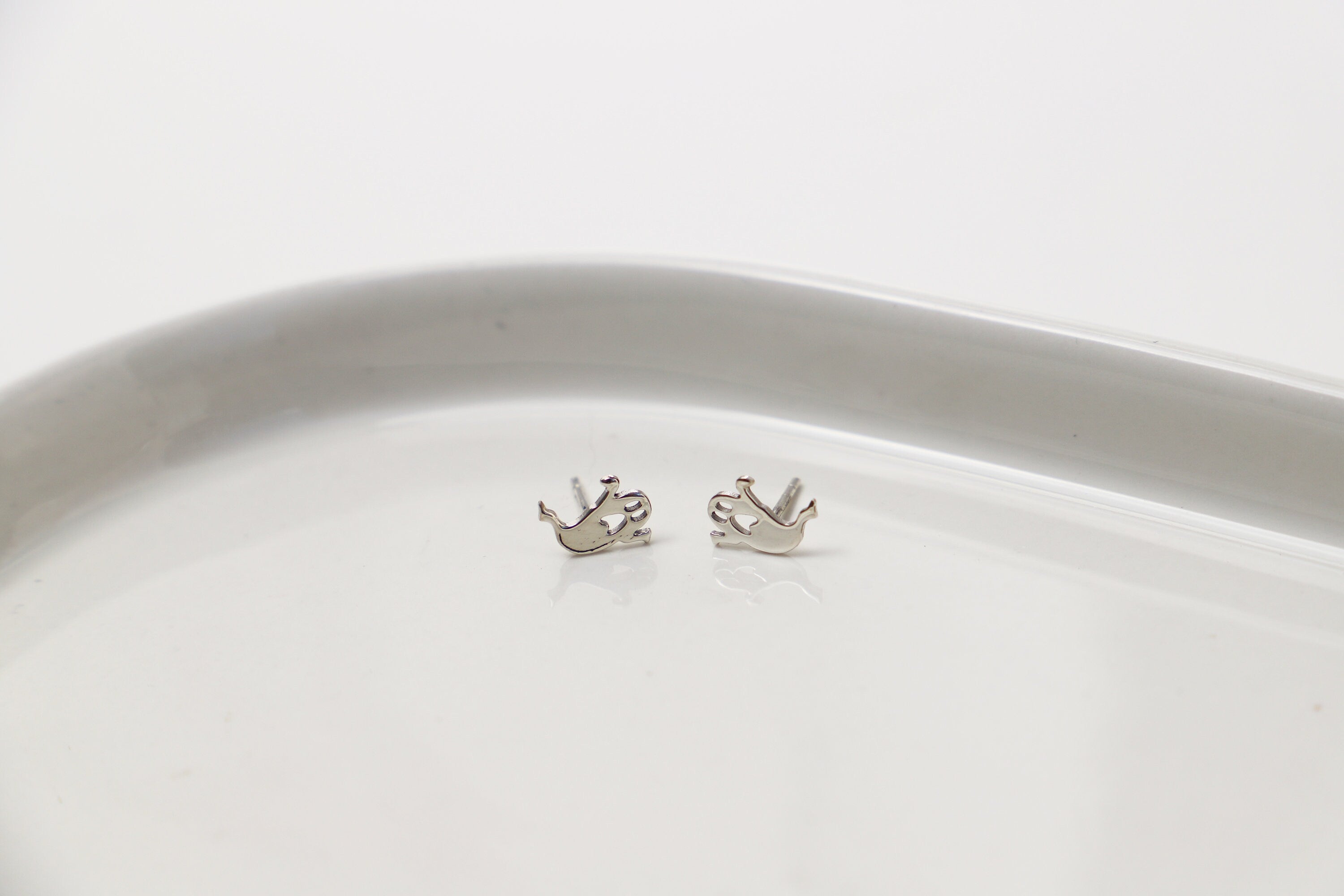 Ethereal Glam Ghost Stud Earrings with Dazzling Crystal Accents