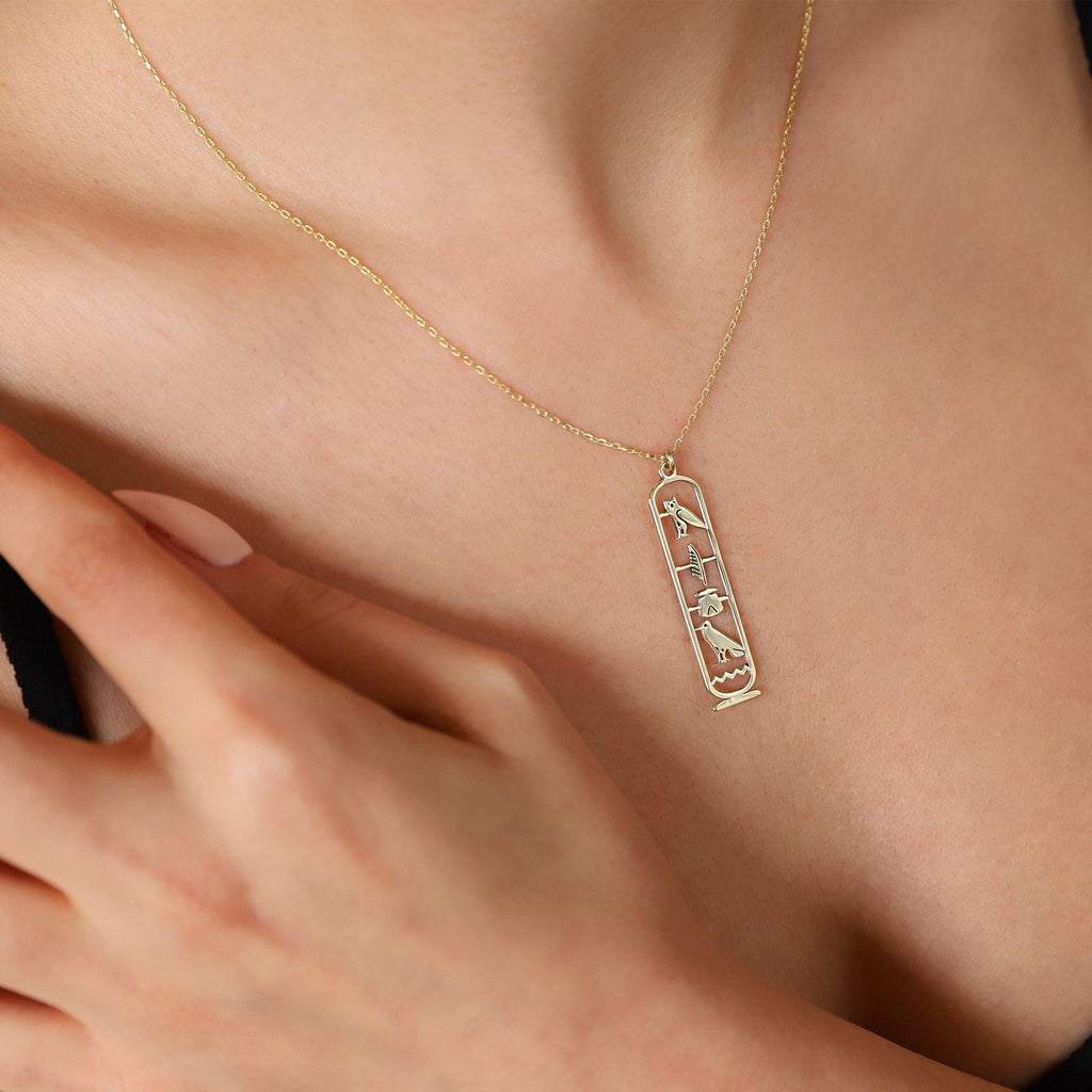 Unique Egypt Cartouche Necklace - Stunning Hieroglyph Pendant