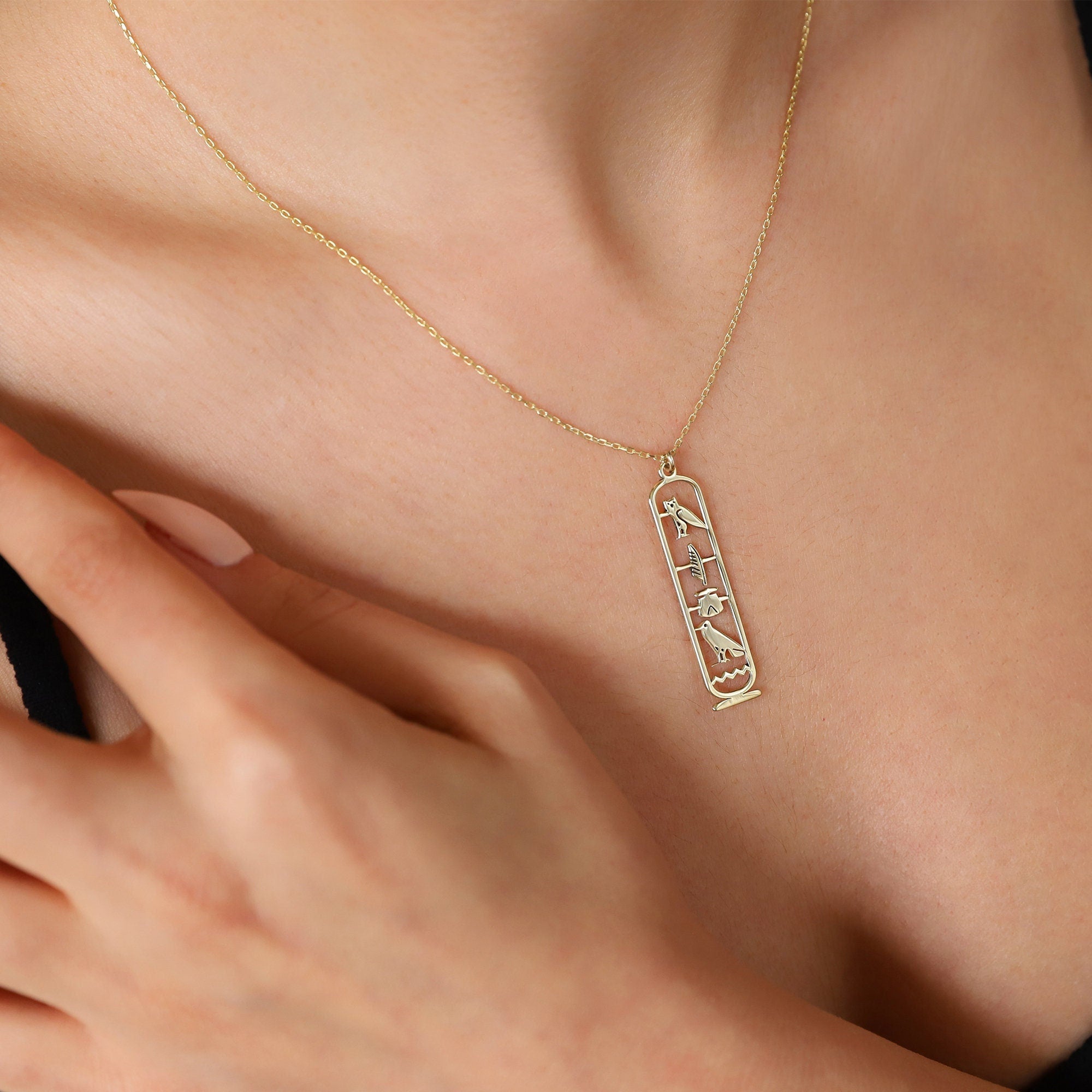 Unique Egypt Cartouche Necklace - Stunning Hieroglyph Pendant