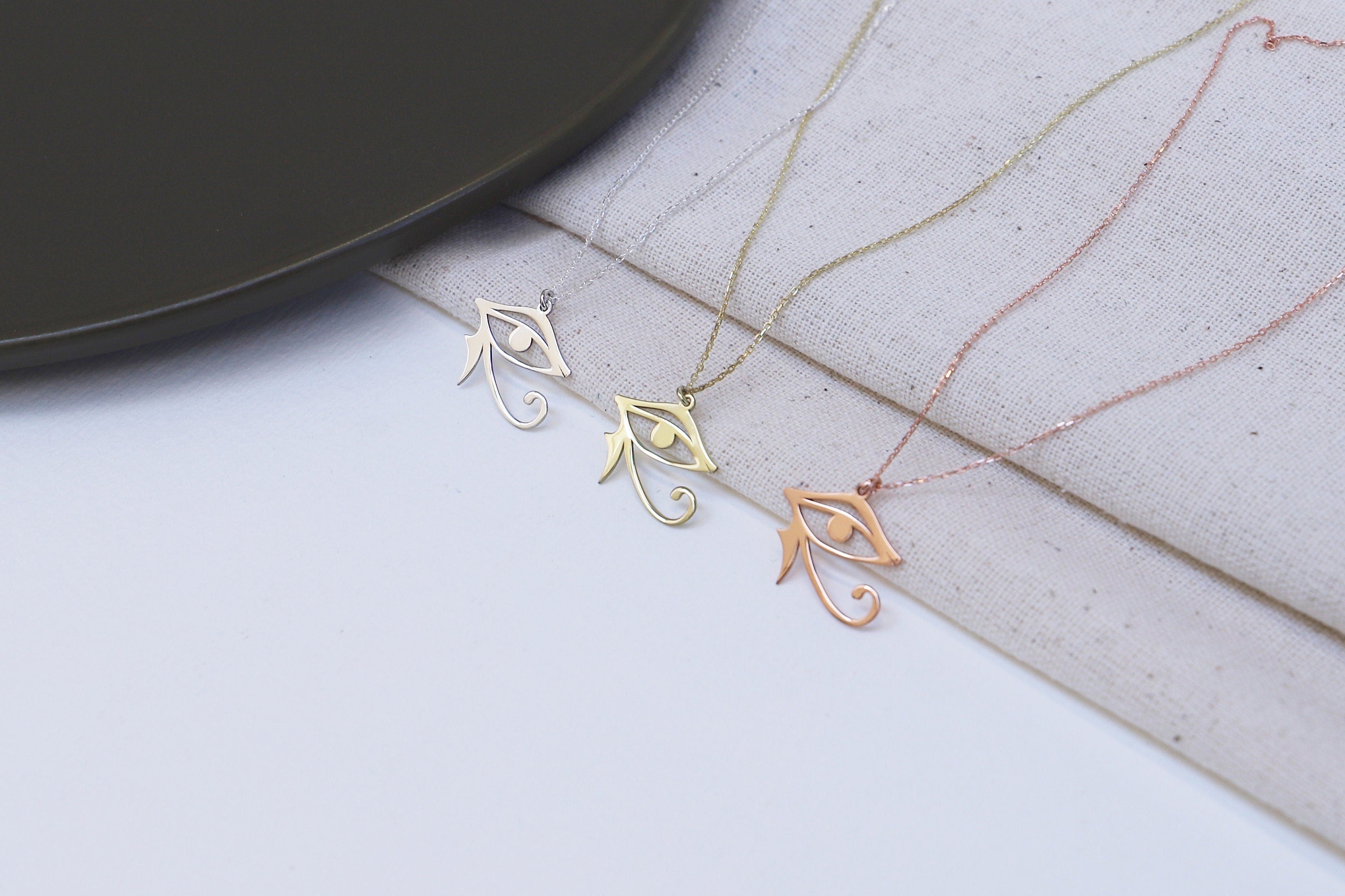 Horus Jewelry Gold Eye of Ra Pendant Necklace