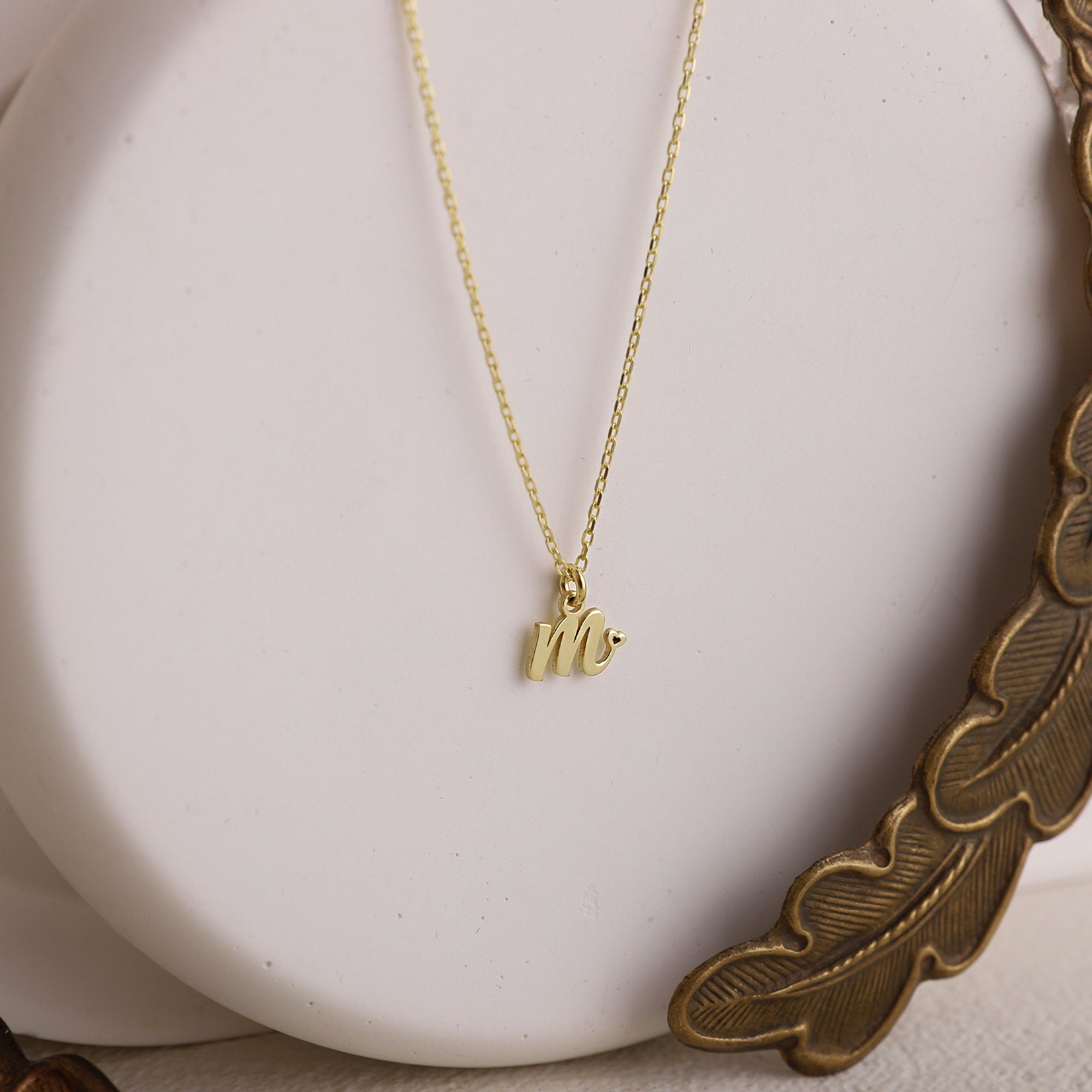 Tiny Initial Heart Necklace | Custom Dainty Pendant in Sterling Silver