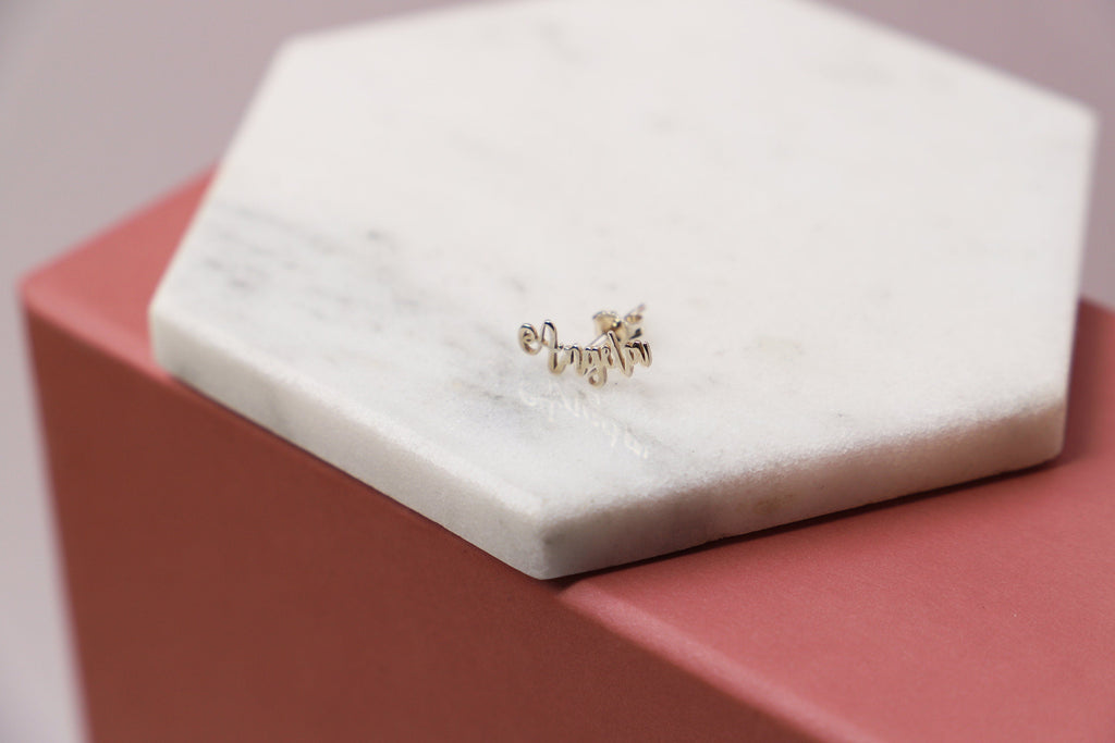 Personalized Silver and Gold Name Stud Earrings