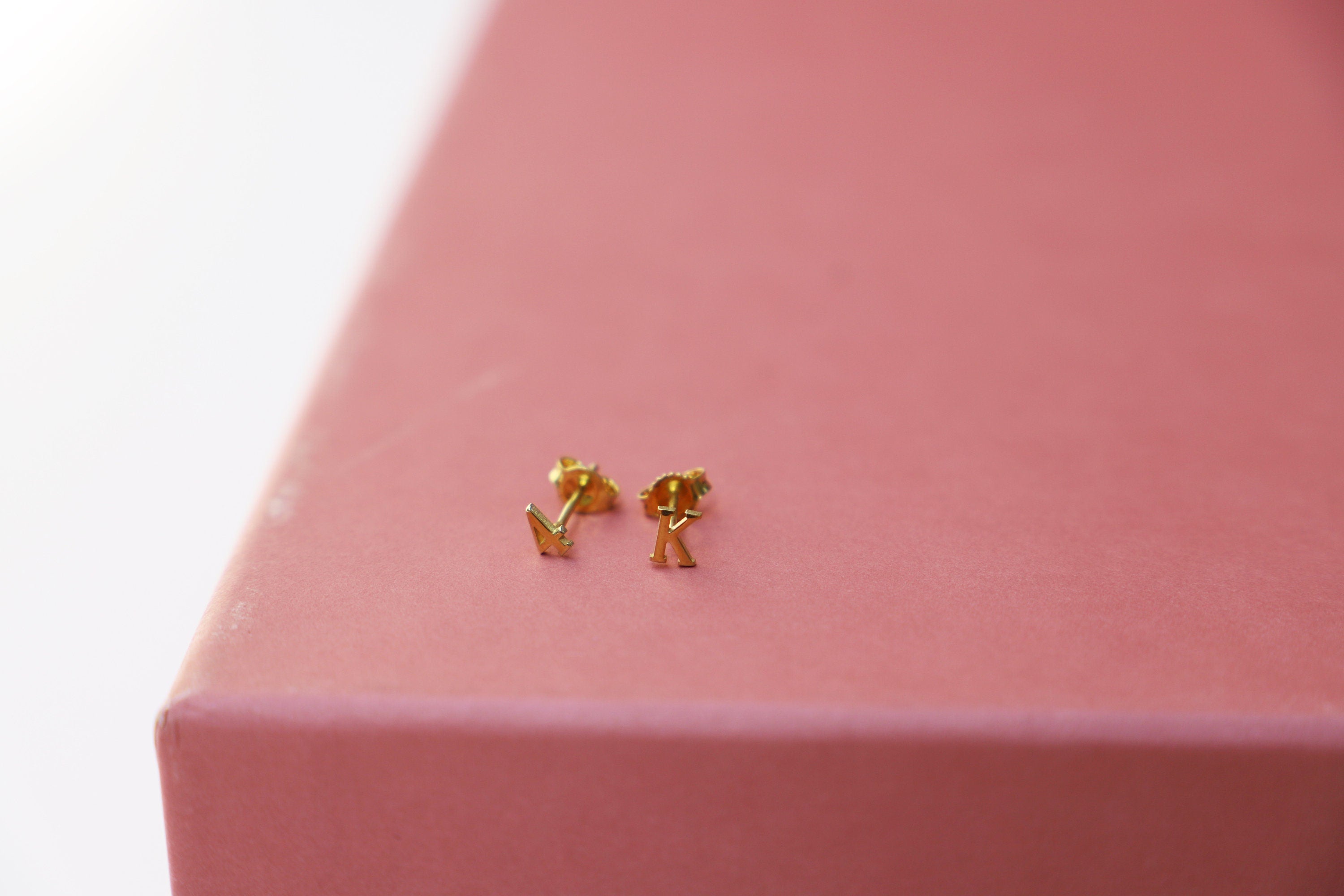 Personalized Gold Initial Stud Earrings | Dainty Minimalist Silver Design