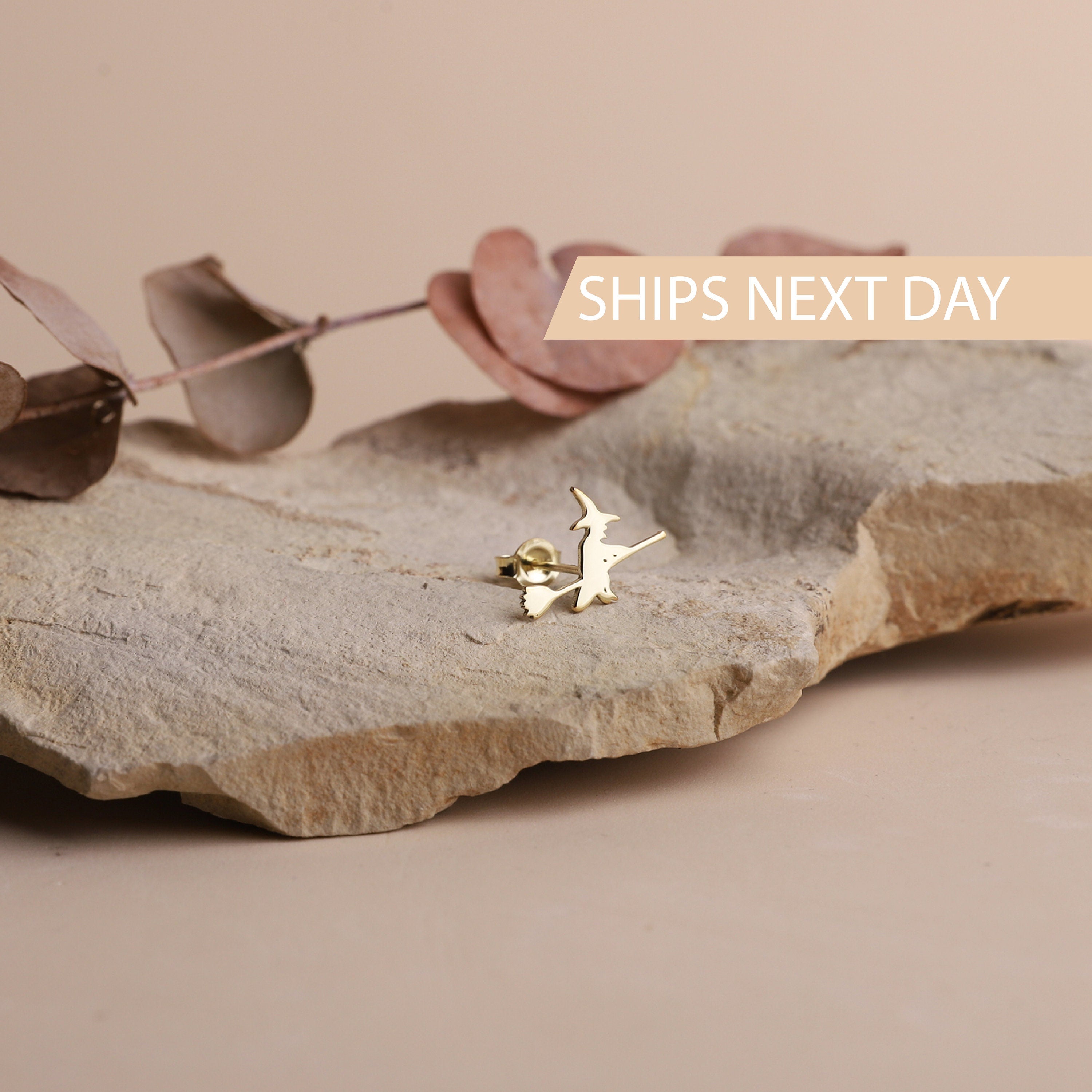 Dainty Witch Stud Earrings in 925 Sterling Silver