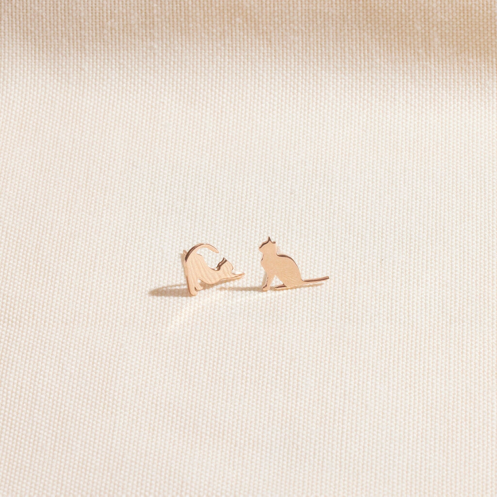 Pawfectly Crafted Sterling Silver Cat Stud Earrings