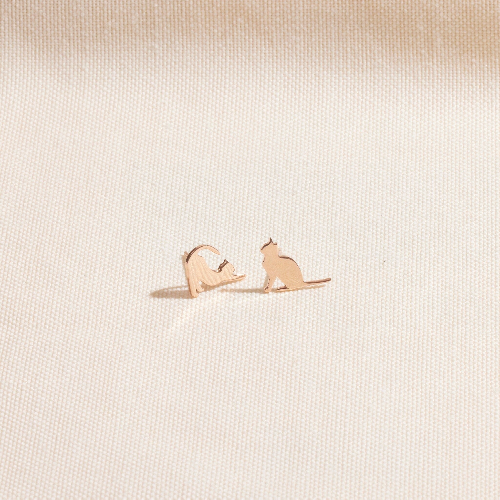 Pawfectly Crafted Sterling Silver Cat Stud Earrings