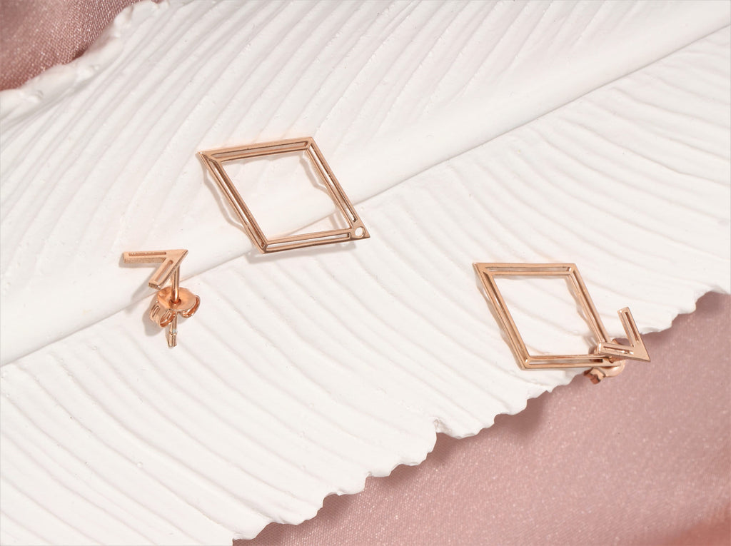Elysian Rhombus Ear Jacket Earrings | Dazzling Geometric Design for Effortless Elegance