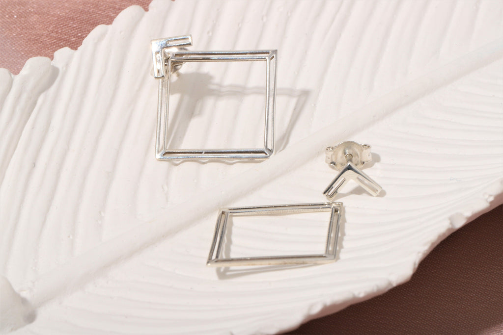 Square Ear Jacket Earrings