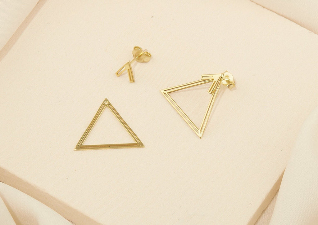 Triangle Ear Jacket Earrings with Dazzling Geometric Design