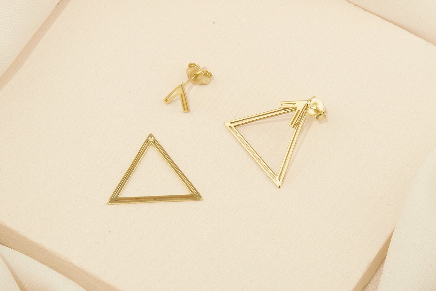 Triangle Ear Jacket Earrings with Dazzling Geometric Design