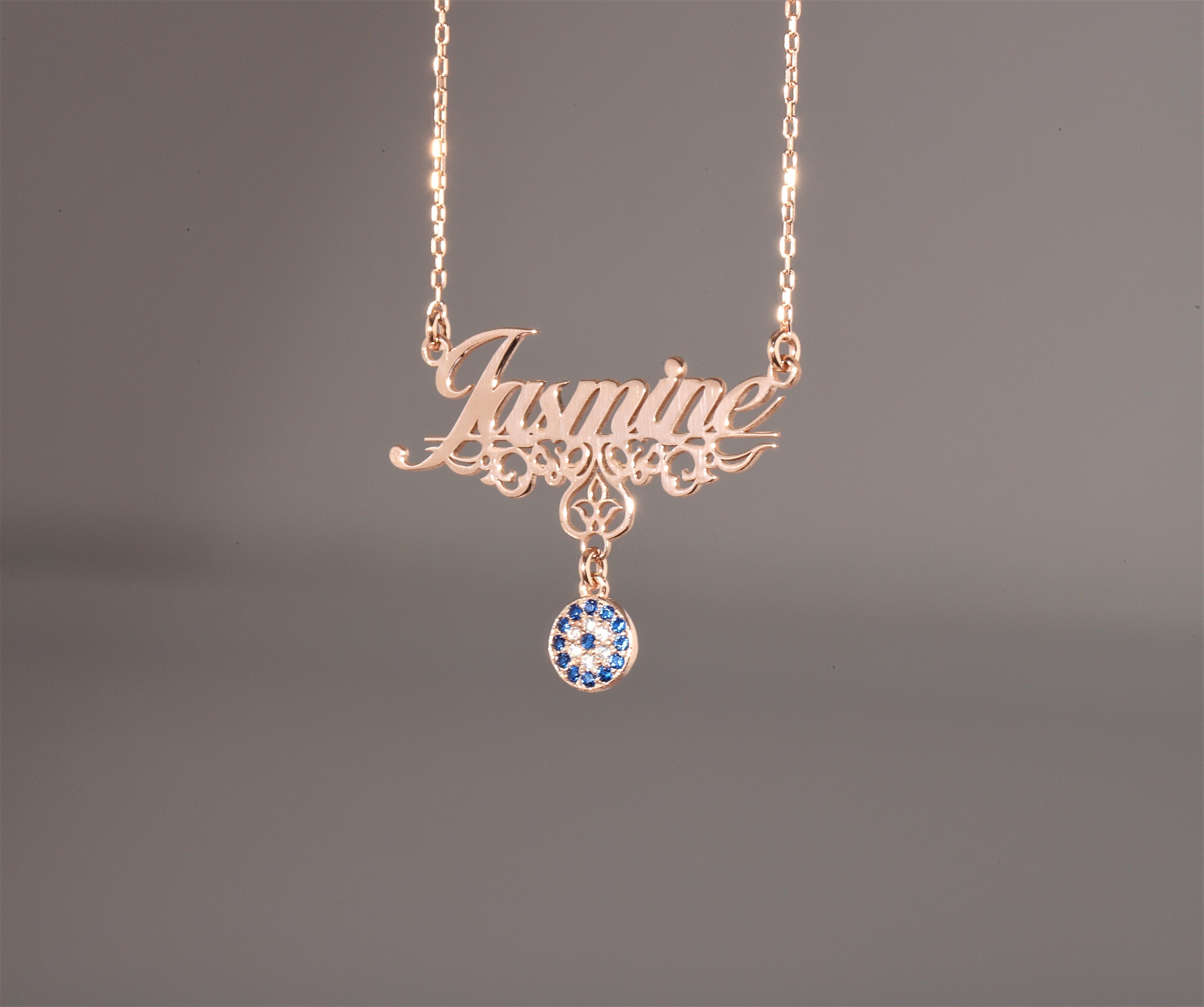 SilverGoldandRose Personalized Evil Eye Necklace with Custom Birthstones in Gold or Silver