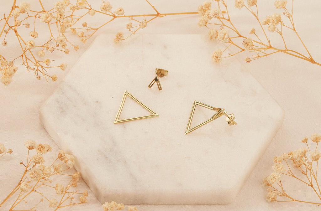 Triangle Ear Jacket Earrings with Dazzling Geometric Design