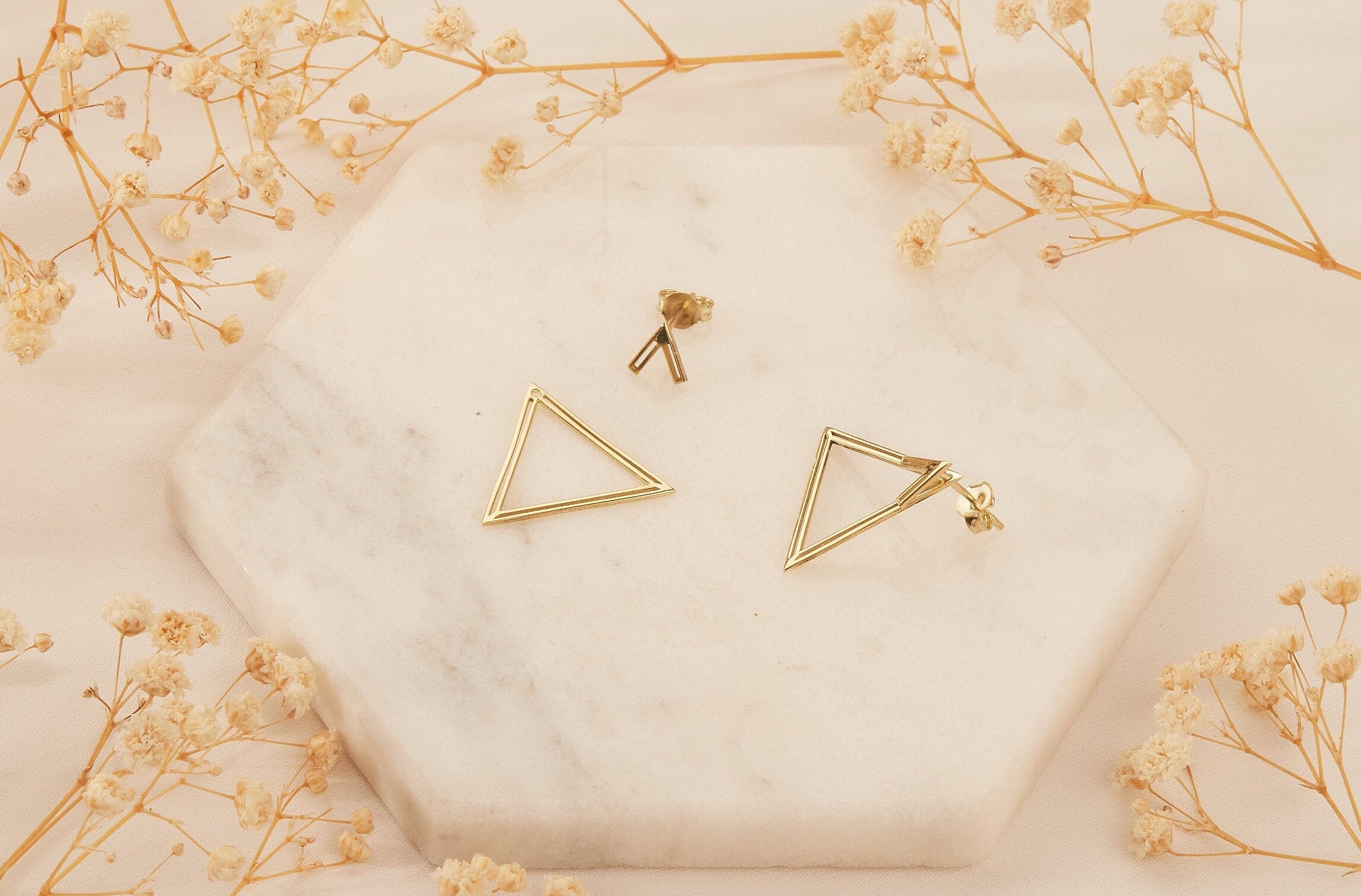 Triangle Ear Jacket Earrings with Dazzling Geometric Design