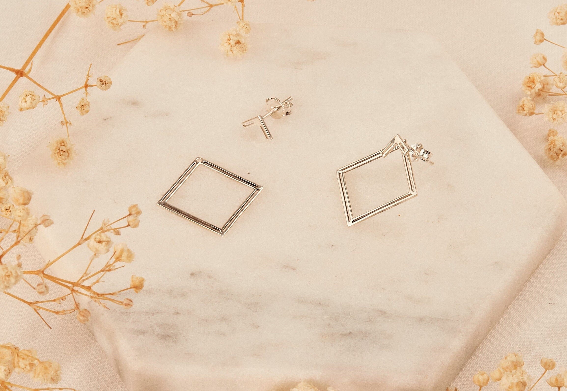 Square Ear Jacket Earrings