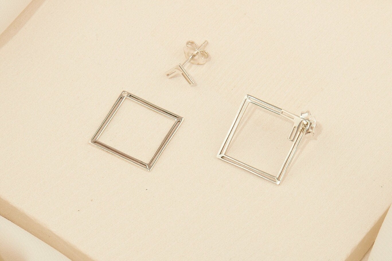 Square Ear Jacket Earrings