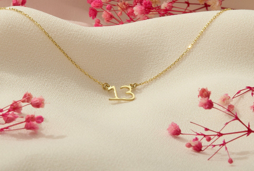 Angel Aura Dainty Angel Number Necklace - 14K Gold, Rose Gold & Sterling Silver for Everyday Inspiration