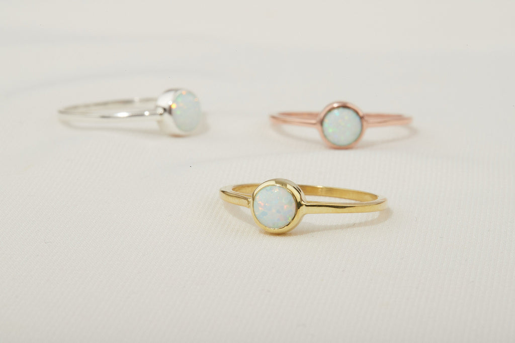 Elysian Jewels 14K White Opal Rings - Dazzling Elegance for Every Occasion