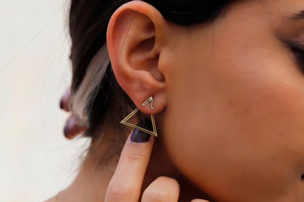 Triangle Ear Jacket Earrings with Dazzling Geometric Design